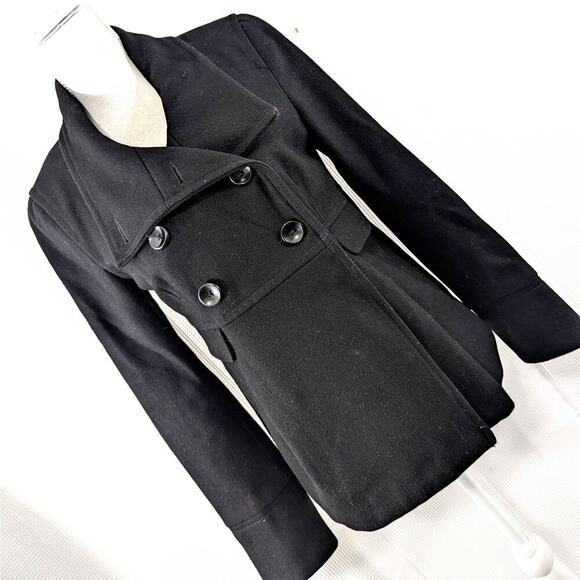 OLD NAVY! LUXE BLACK FINE WOOL BLEND BABYDOLL STYLE PEACOAT, COAT, JACKET! SZ S - Picture 1 of 11
